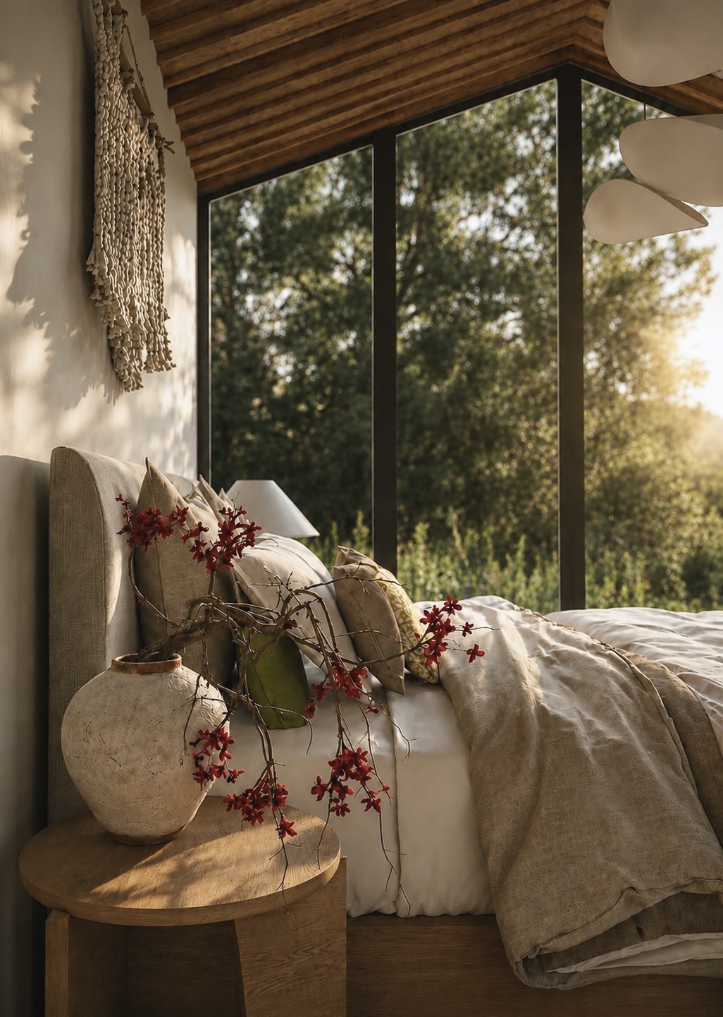 Bedroom corner in warm light